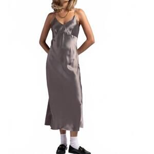 NEW WEEKEND LOS ANGELES royce slip dress in smokey olive